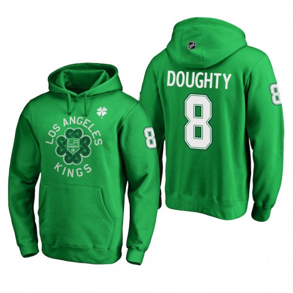 Men's Kings Drew Doughty #8 St. Patrick's Day Green Pullover Hoodie