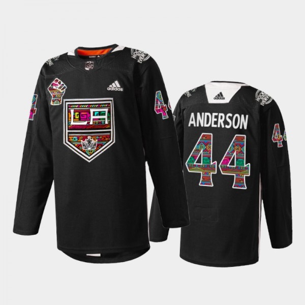 Los Angeles Kings Mikey Anderson #44 Black History Month Jersey Black Warmup