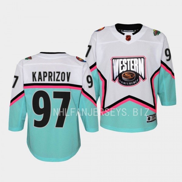 Minnesota Wild #97 Kirill Kaprizov 2023 NHL All-Star Western Conference Premier White Youth Jersey