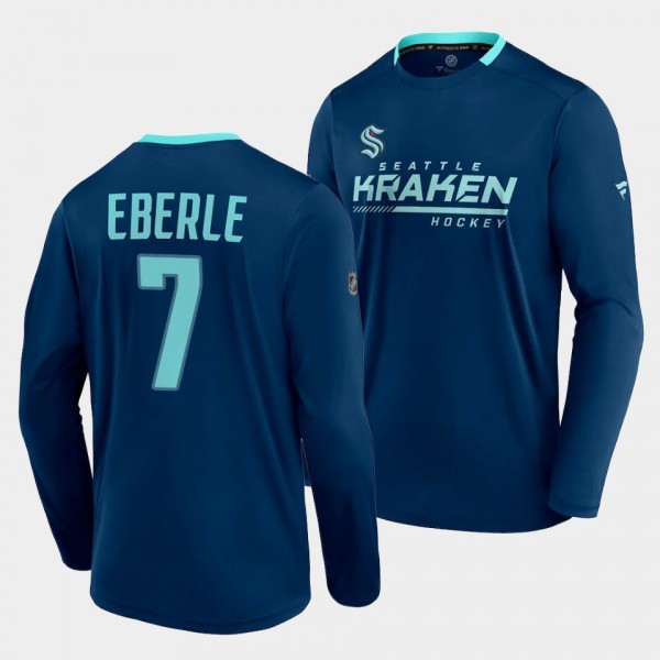 Jordan Eberle #7 Kraken 2021-22 Locker Room Authentic Pro T-Shirt Navy