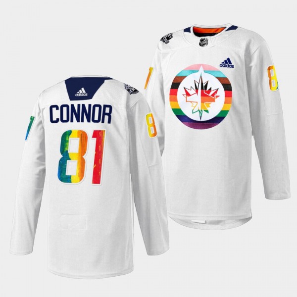 Winnipeg Jets 2023 Pride Night Kyle Connor #81 Whi...