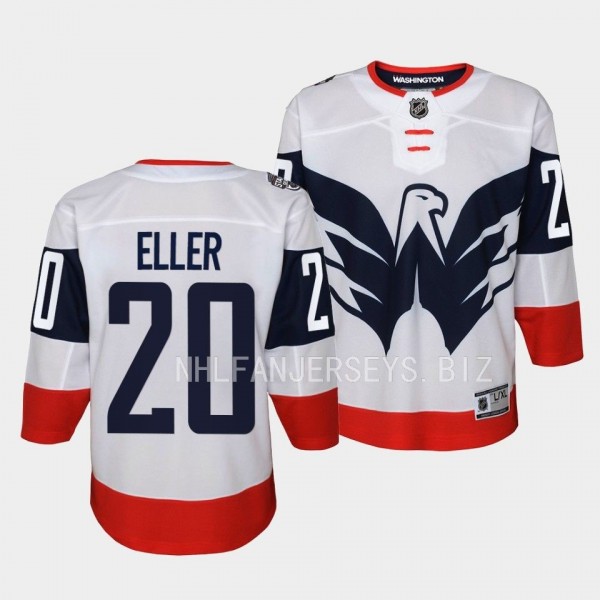 Washington Capitals #20 Lars Eller 2023 NHL Stadium Series Player White Youth Jersey