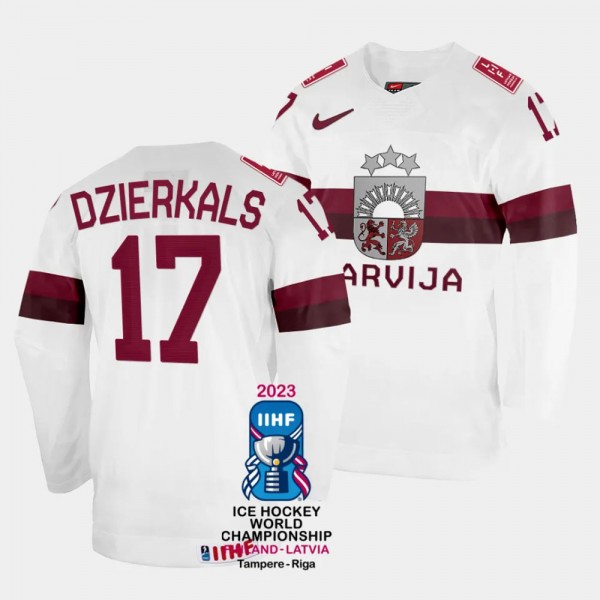 Latvia #17 Martins Dzierkals 2023 IIHF World Champ...