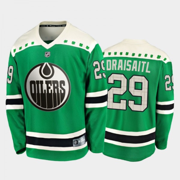 Fanatics Leon Draisaitl #29 Oilers 2020 St. Patrick's Day Replica Player Jersey Green