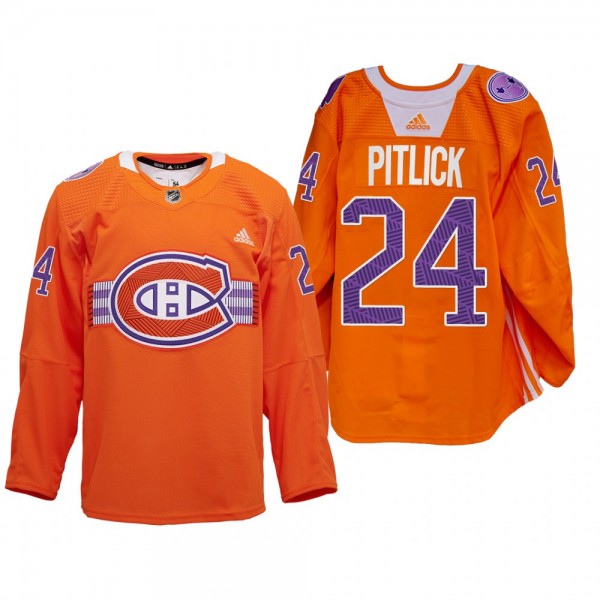 Tyler Pitlick Montreal Canadiens Indigenous Celebration Night Jersey Orange #24 Warmup