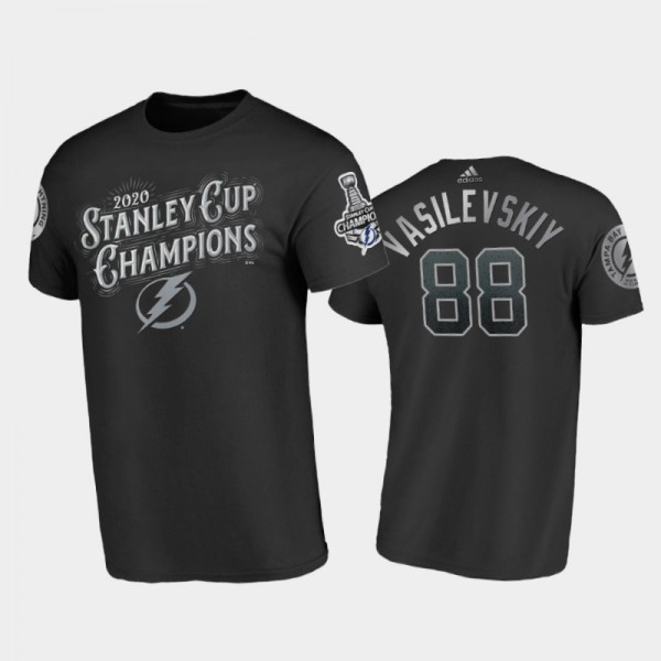Men's Tampa Bay Lightning Andrei Vasilevskiy #88 2020 Stanley Cup Champions Black Lord Stanley T-Shirt