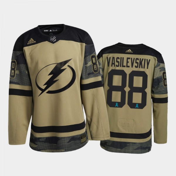 Tampa Bay Lightning Andrei Vasilevskiy 2021 CAF Night #88 Jersey Camo Canadian Armed Force
