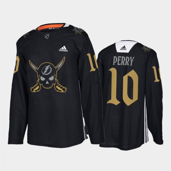 Tampa Bay Lightning Corey Perry #10 Gasparilla inspired Jersey Black Pirate-themed Warmup