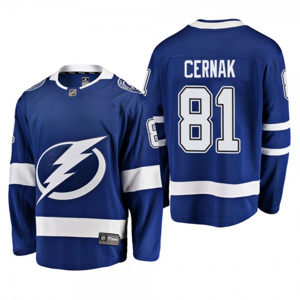 Men's Tampa Bay Lightning Erik Cernak #81 Home blu...