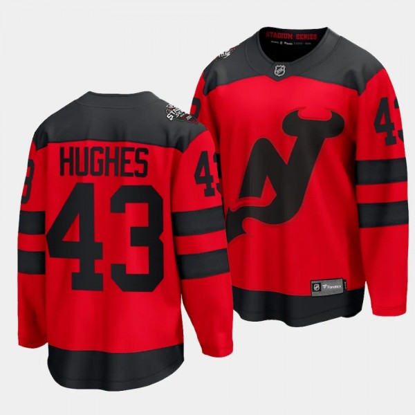 Luke Hughes New Jersey Devils 2024 NHL Stadium Series Red Jersey #43 Breakaway Player