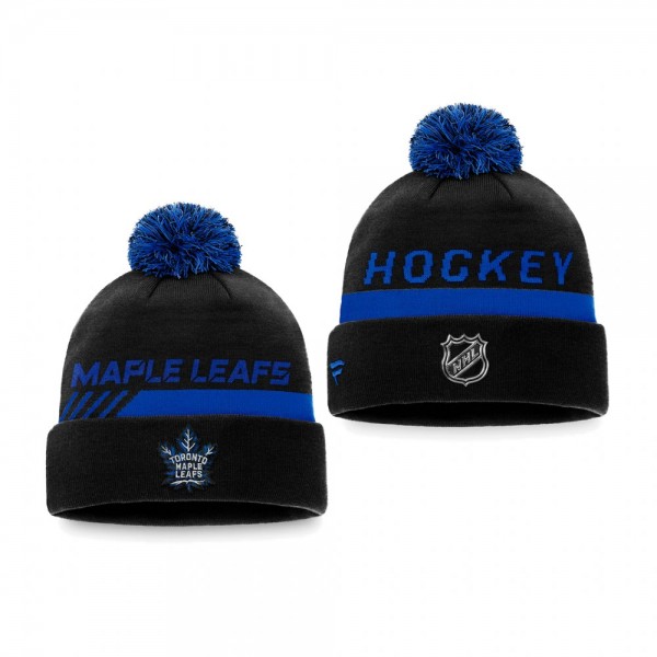 Maple Leafs Authentic Pro Locker Room Black Knit Hat Alternate Logo