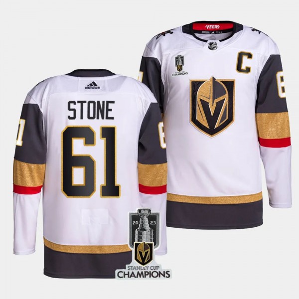 Vegas Golden Knights 2023 Stanley Cup Champions Mark Stone #61 White Authentic Away Jersey Men's
