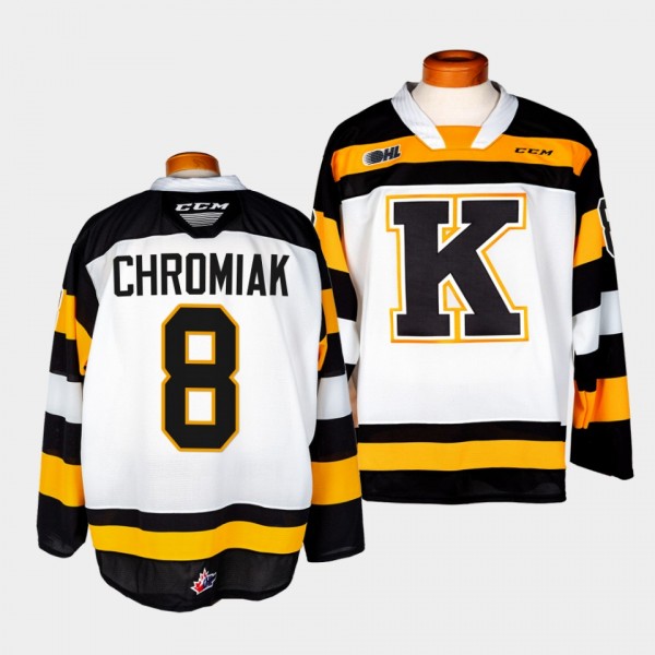 Martin Chromiak Kingston Frontenacs #8 White OHL Hockey Jersey Adult