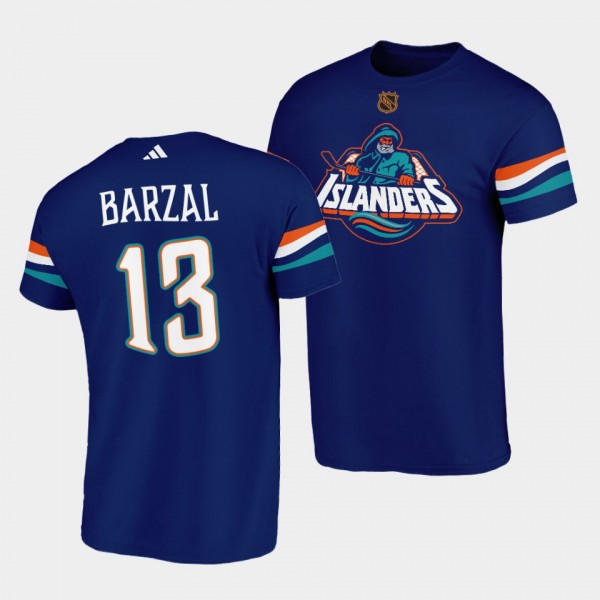 Mathew Barzal #13 New York Islanders Reverse Retro 2.0 Special Edition Navy T-Shirt