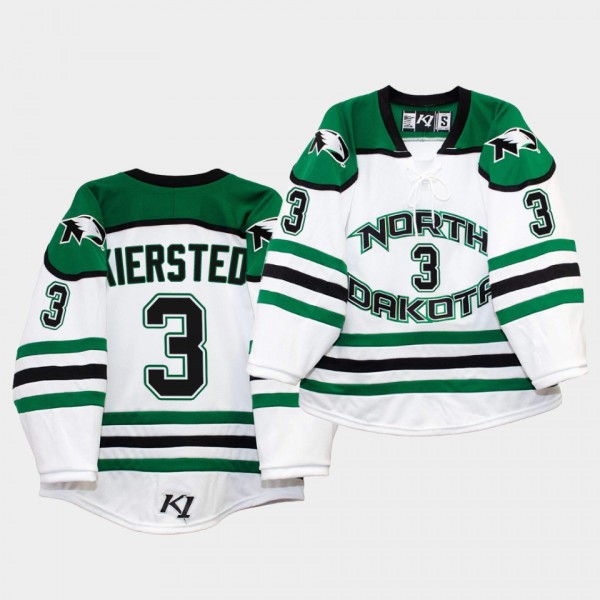 NCHC Matt Kiersted North Dakota Fighting Hawks Home White College Hockey Jersey