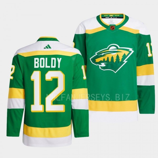 Reverse Retro 2.0 Matthew Boldy Minnesota Wild Authentic Pro #12 Green Jersey 2022