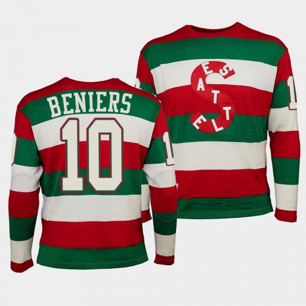 Matty Beniers Original Seattle Metropolitans Green Red Hockey Sweatshirt