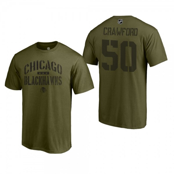 Chicago Blackhawks Corey Crawford #50 Jungle Khaki Camo Collection T-Shirt
