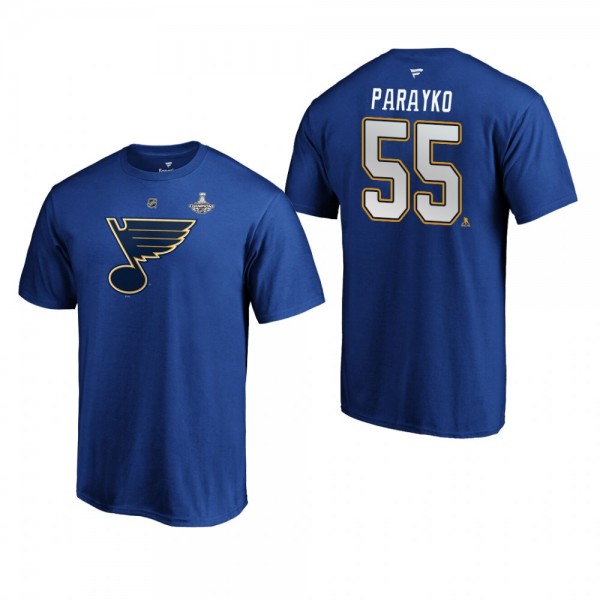 Blues Colton Parayko #55 2019 Stanley Cup Champions Authentic Stack Royal T-Shirt