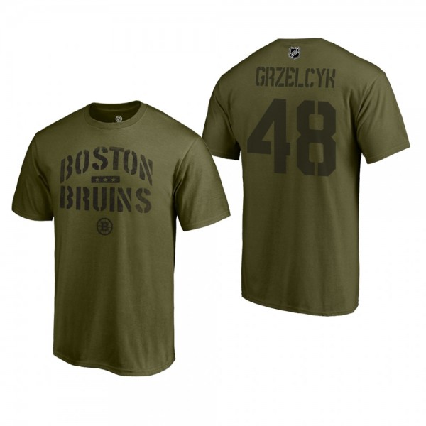 Boston Bruins Matt Grzelcyk #48 Jungle Khaki Camo Collection T-Shirt