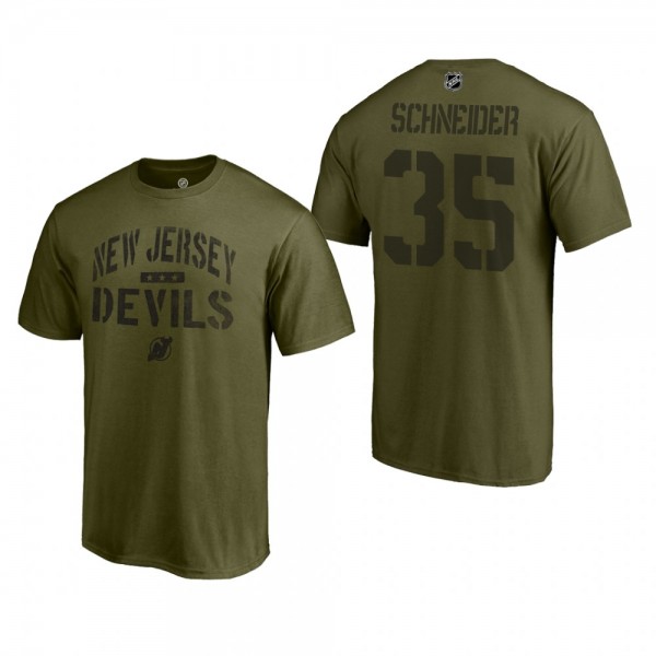 New Jersey Devils Cory Schneider #35 Jungle Khaki Camo Collection T-Shirt