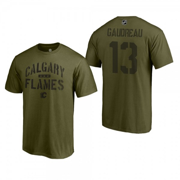 Calgary Flames Johnny Gaudreau #13 Jungle Khaki Camo Collection T-Shirt