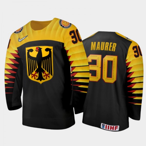 Germany Philipp Maurer #30 2020 IIHF World Junior Ice Hockey Black Away Jersey