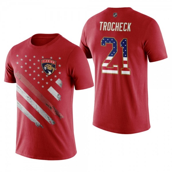Florida Panthers Vincent Trocheck #21 Red Independence Day Name & Number T-Shirt