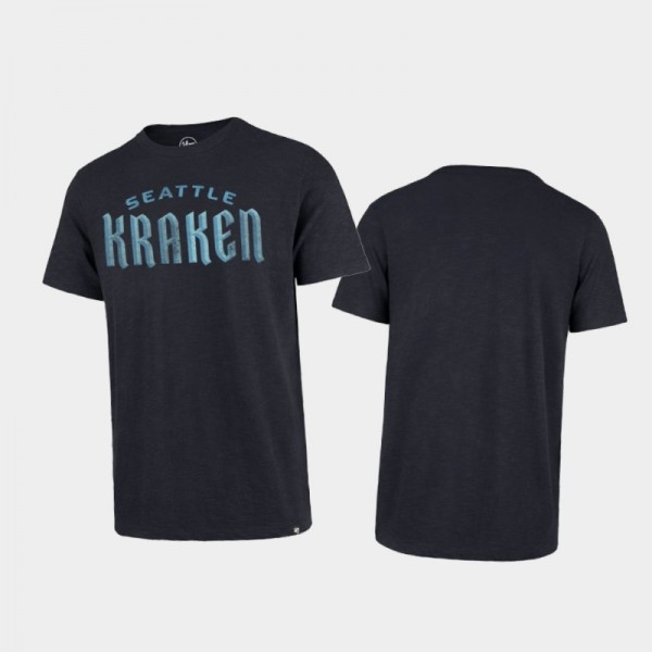 Men's Seattle Kraken Wordmark Logo Navy Grit Scrum T-Shirt
