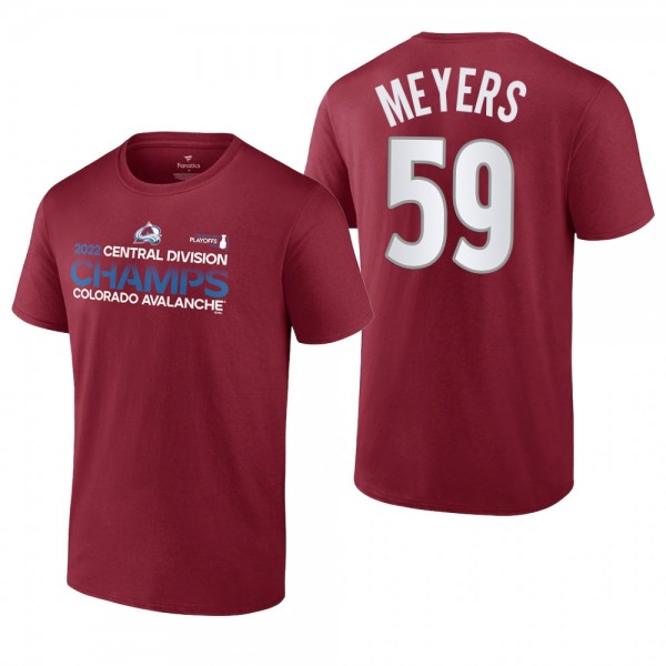 Ben Meyers 2022 Central Division Champions Colorado Avalanche Burgundy T-Shirt
