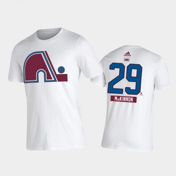Avalanche Nathan MacKinnon #29 2021 Reverse Retro Special Edition Name & Number White T-Shirt