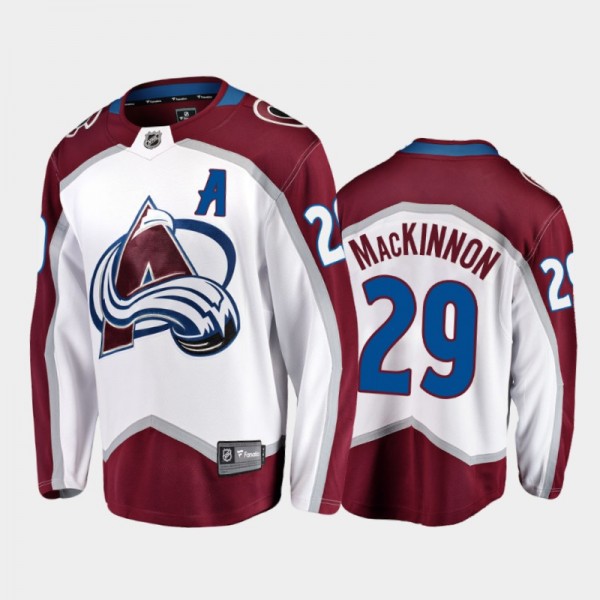Avalanche Nathan MacKinnon #29 Road 2021-22 White Away Jersey