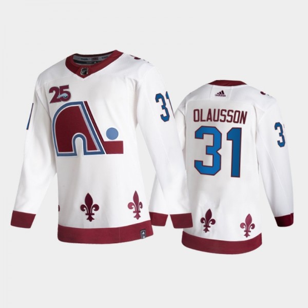 Men Colorado Avalanche Oskar Olausson #31 2021 Reverse Retro White 2021 NHL Draft Jersey