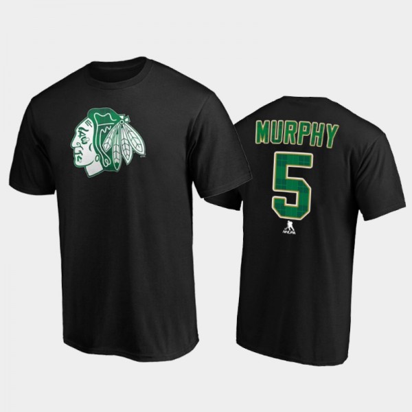 Men Chicago Blackhawks Connor Murphy #5 Emerald Plaid Black T-Shirt