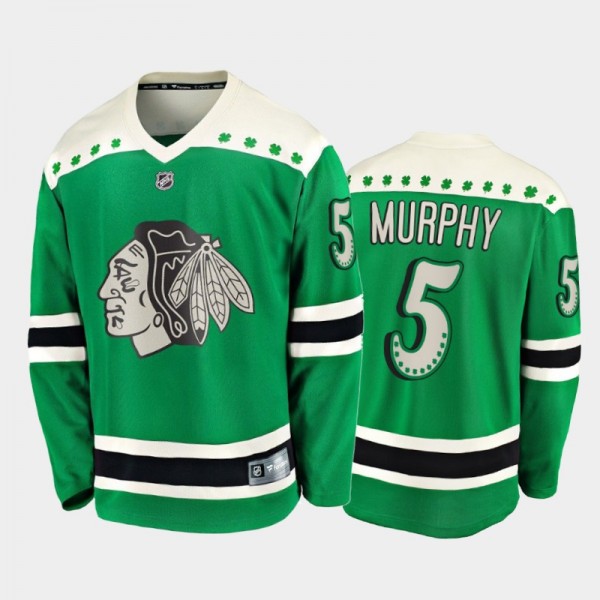 Men's Chicago Blackhawks Connor Murphy #5 2021 St. Patrick's Day Green Jersey