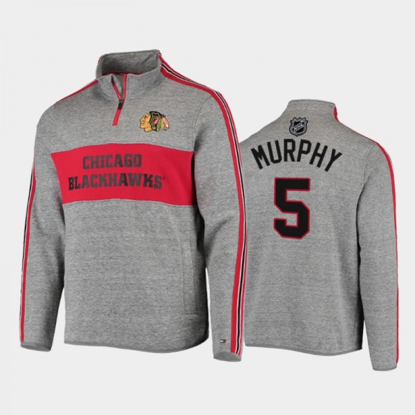Connor Murphy Chicago Blackhawks Mario Quarter-Zip Heathered Gray Jacket Tommy Hilfiger