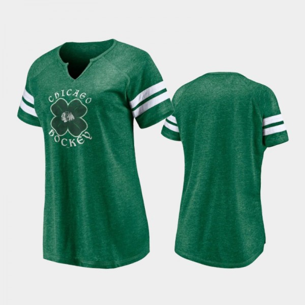 Women's Chicago Blackhawks 2021 St. Patrick's Day Celtic Notch Neck Kelly Green T-Shirt
