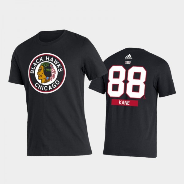 Blackhawks Patrick Kane #88 2021 Reverse Retro Special Edition Name & Number Black T-Shirt