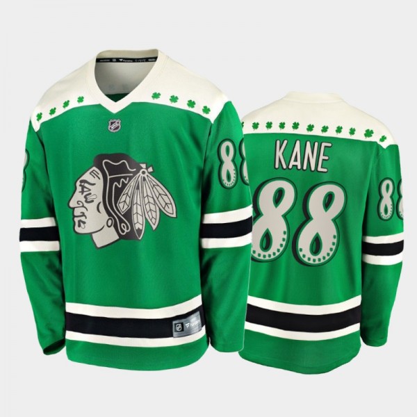 Men's Chicago Blackhawks Patrick Kane #88 2021 St. Patrick's Day Green Jersey