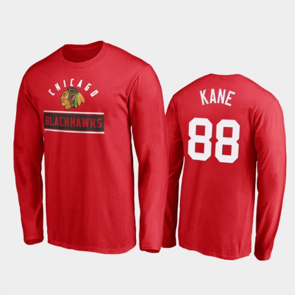 Chicago Blackhawks Patrick Kane #88 Arc Knockout Red Long Sleeve T-Shirt