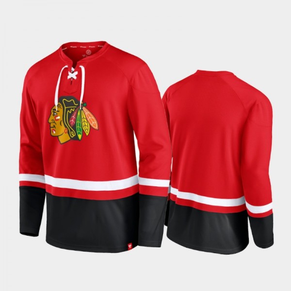 Men Chicago Blackhawks Super Mission Slapshot Lace-Up Pullover Red Sweatshirt