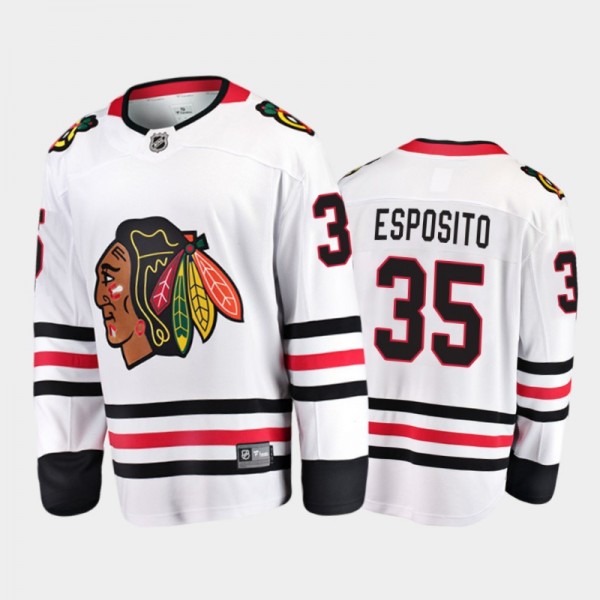 Chicago Blackhawks #35 Tony Esposito Away White Commemoration Jersey