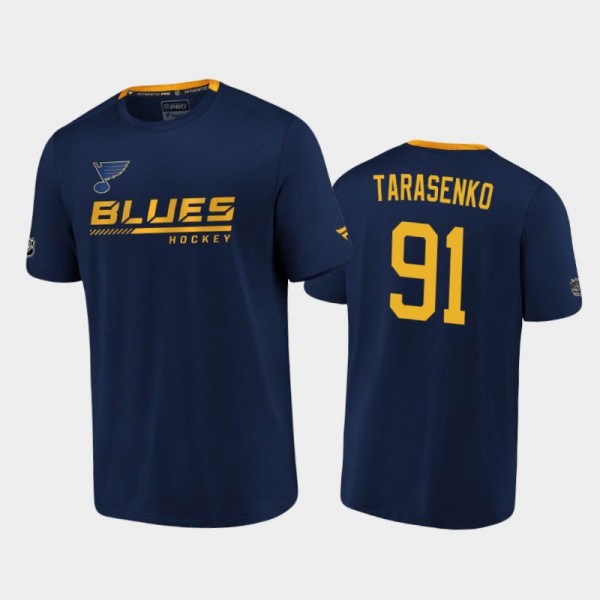 2020-21 St. Louis Blues Vladimir Tarasenko #91 Authentic Pro Locker Room Performance Navy T-Shirt