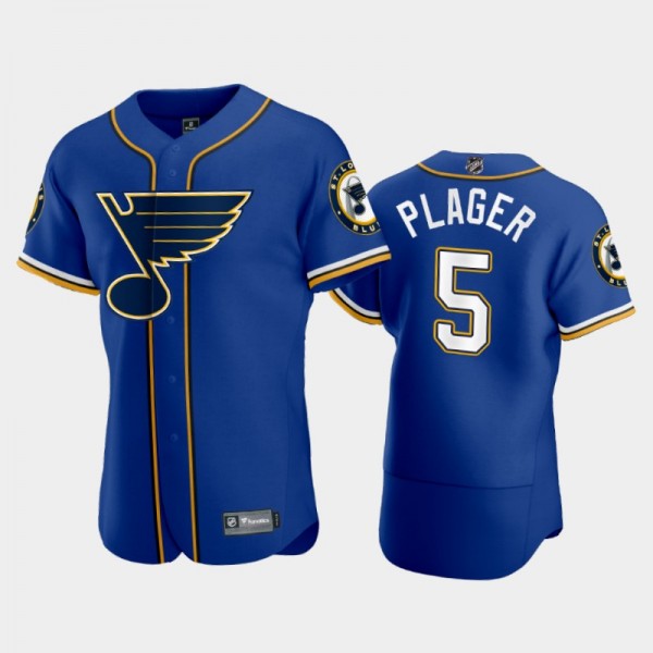 Men's Blues Bob Plager #5 2020 NHL X MLB Crossover...