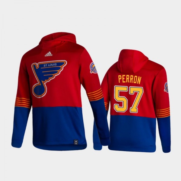 Men's St. Louis Blues David Perron #57 Authentic Pullover Special Edition 2021 Reverse Retro Red Hoodie