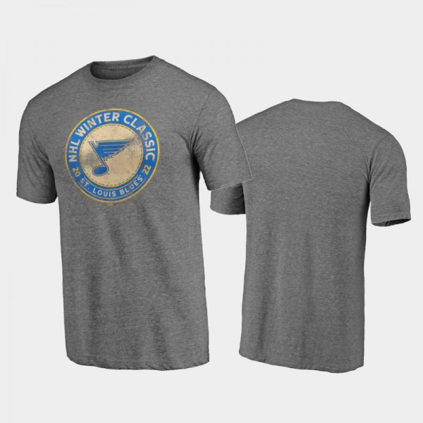 Men St. Louis Blues 2022 Winter Classic Vintage Distressed Gray T-Shirt
