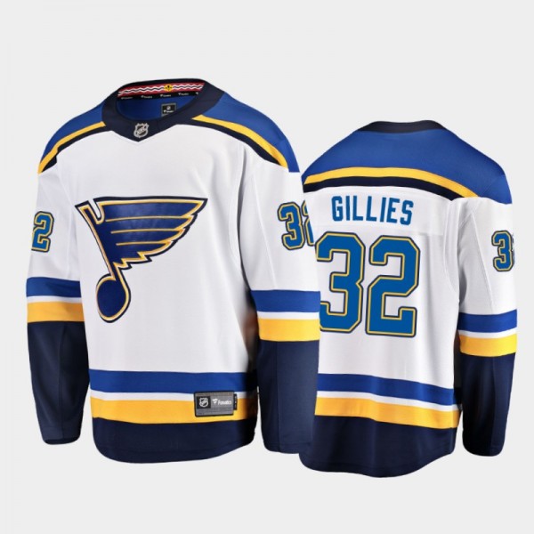St. Louis Blues #32 Jon Gillies White 2021-22 Away...