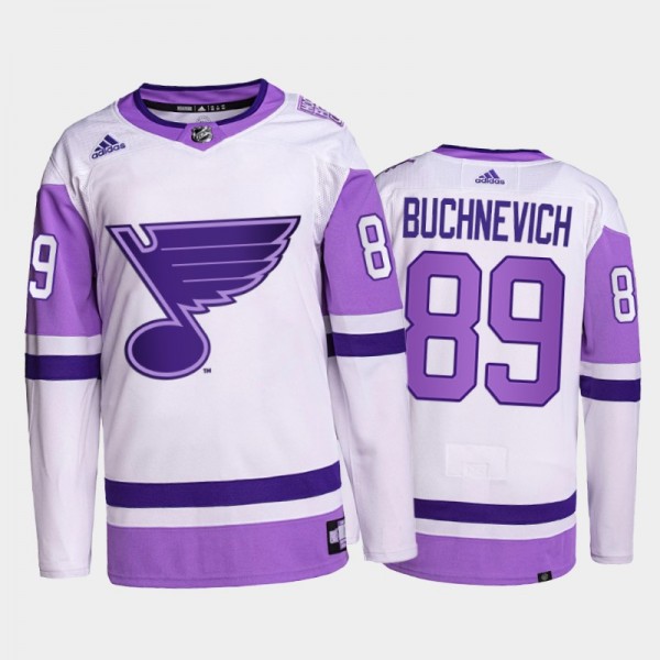 Pavel Buchnevich #89 St. Louis Blues HockeyFightsCancer White Primegreen Authentic Jersey