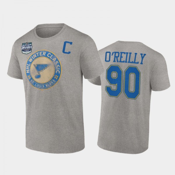Men St. Louis Blues Ryan O'Reilly #90 2022 Winter Classic Gray T-Shirt