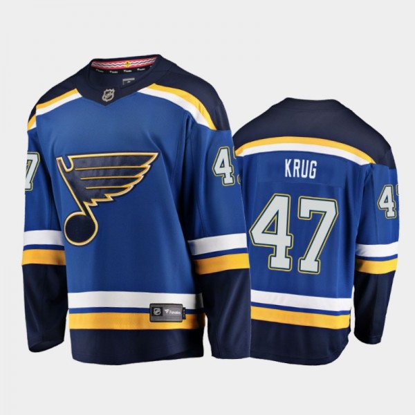 St. Louis Blues Torey Krug #47 Home Blue 2020-21 Breakaway Player Jersey